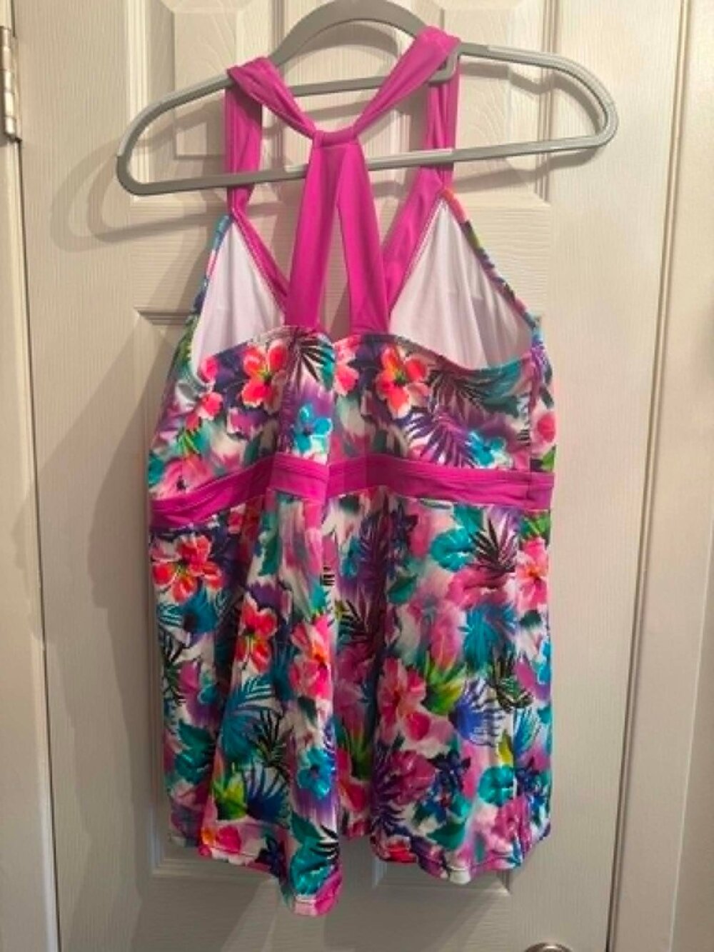 Swimsuits For All Tropical Tankini Top & Pink Swim Skirt Set – Size 24 - Picture 3 of 4